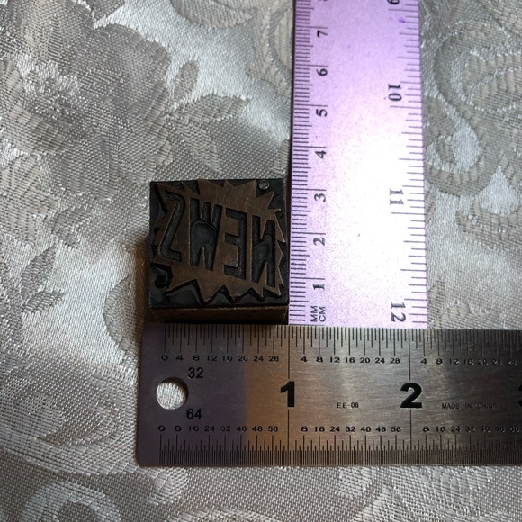 Antique Wooden Print Block Copper News - Picture 7 of 7